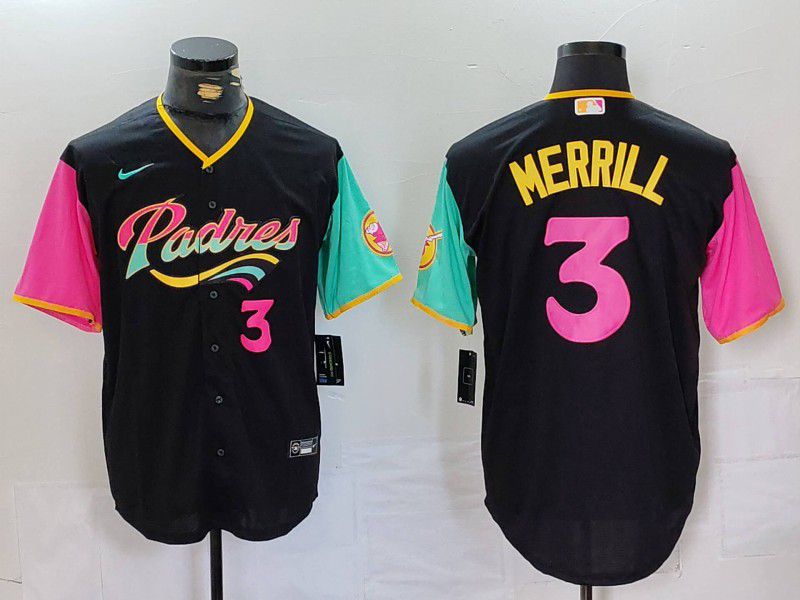 Men San Diego Padres #3 Merrill Black City Edition Nike 2024 MLB Jersey style 4->san diego padres->MLB Jersey